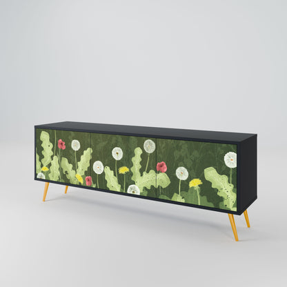 Mobile TV DANDELION AMUSE a 3 ante con finitura nera