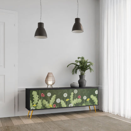Mobile TV DANDELION AMUSE a 3 ante con finitura nera