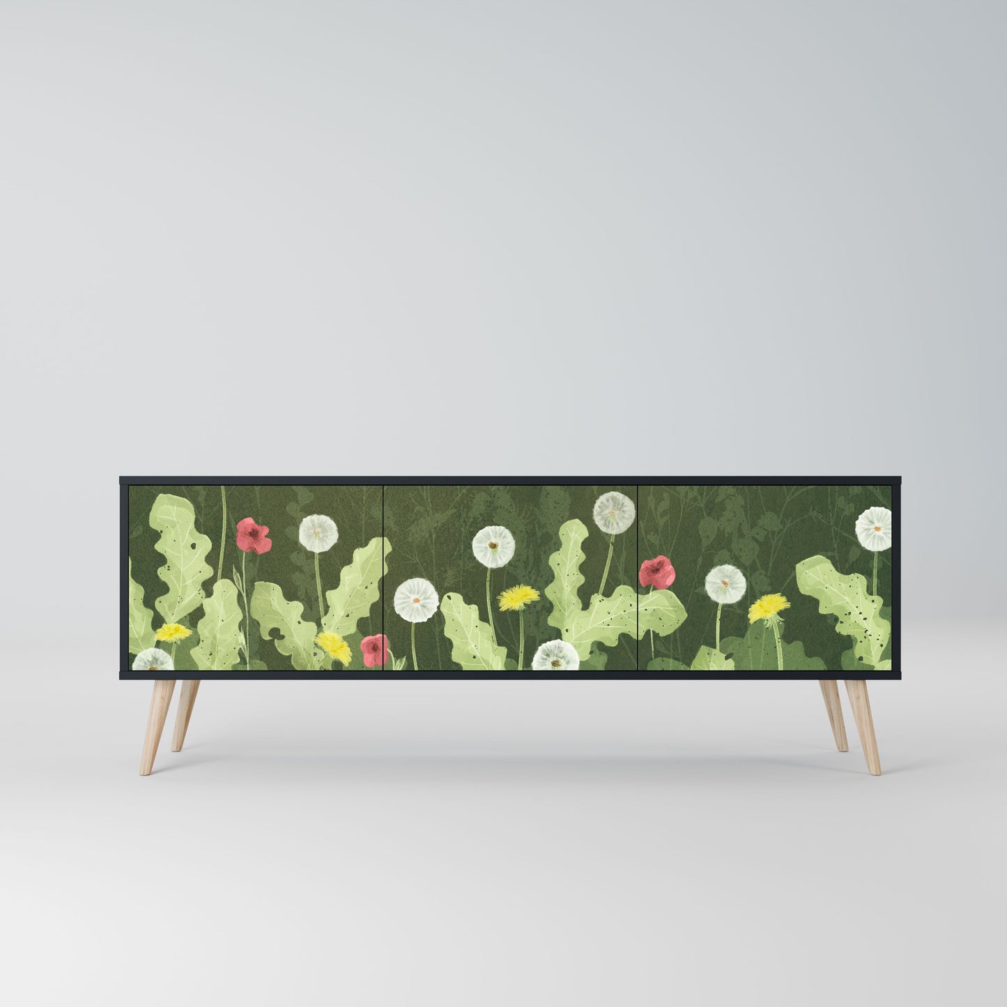 Mobile TV DANDELION AMUSE a 3 ante con finitura nera