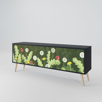 Mobile TV DANDELION AMUSE a 3 ante con finitura nera