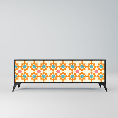 Mobile TV a 3 ante FLORAL DECOR in finitura nera