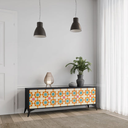 Mobile TV a 3 ante FLORAL DECOR in finitura nera