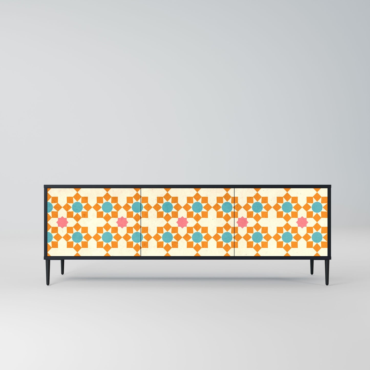 Mobile TV a 3 ante FLORAL DECOR in finitura nera