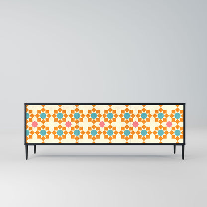 Mobile TV a 3 ante FLORAL DECOR in finitura nera