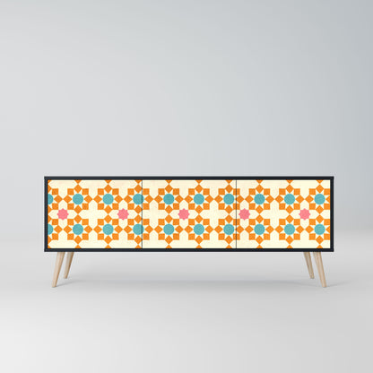 Mobile TV a 3 ante FLORAL DECOR in finitura nera