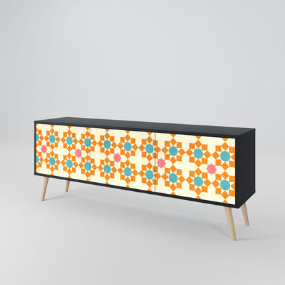 Mobile TV a 3 ante FLORAL DECOR in finitura nera