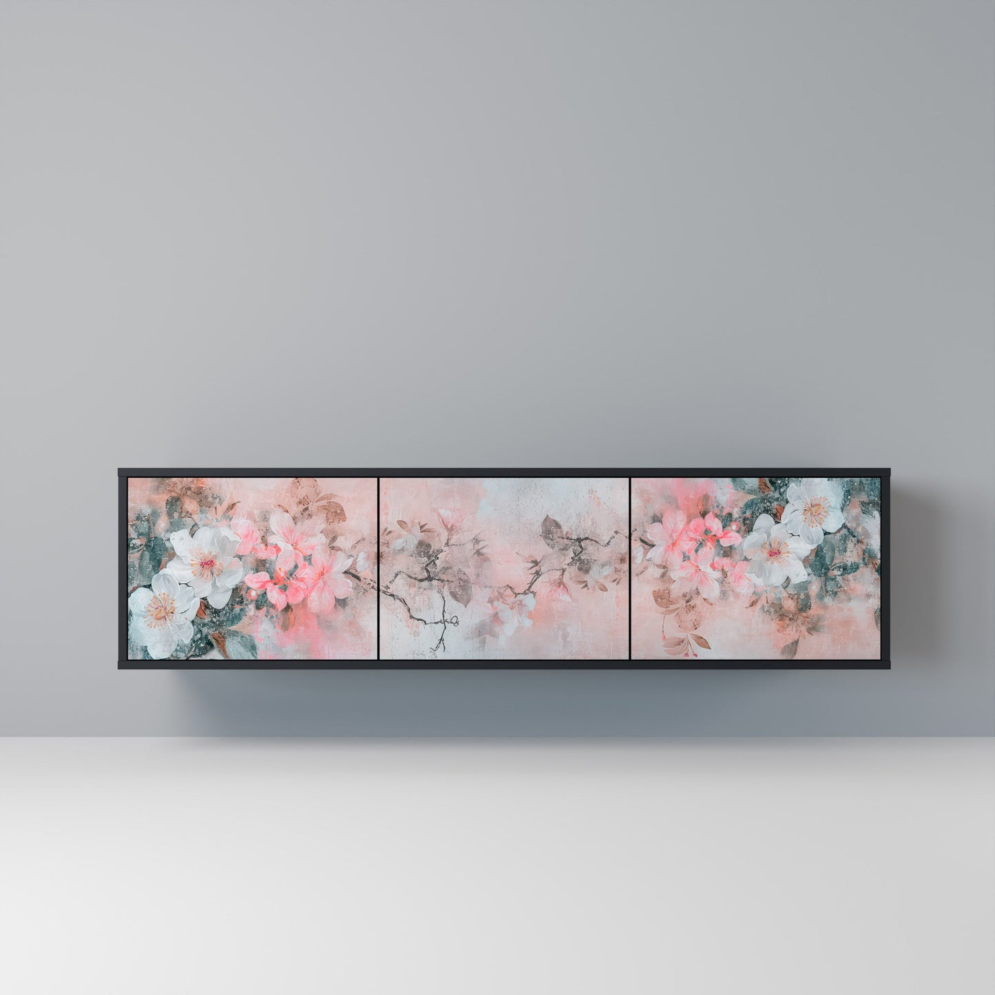Mobile TV CHERRY BLOSSOM a 3 ante in finitura nera