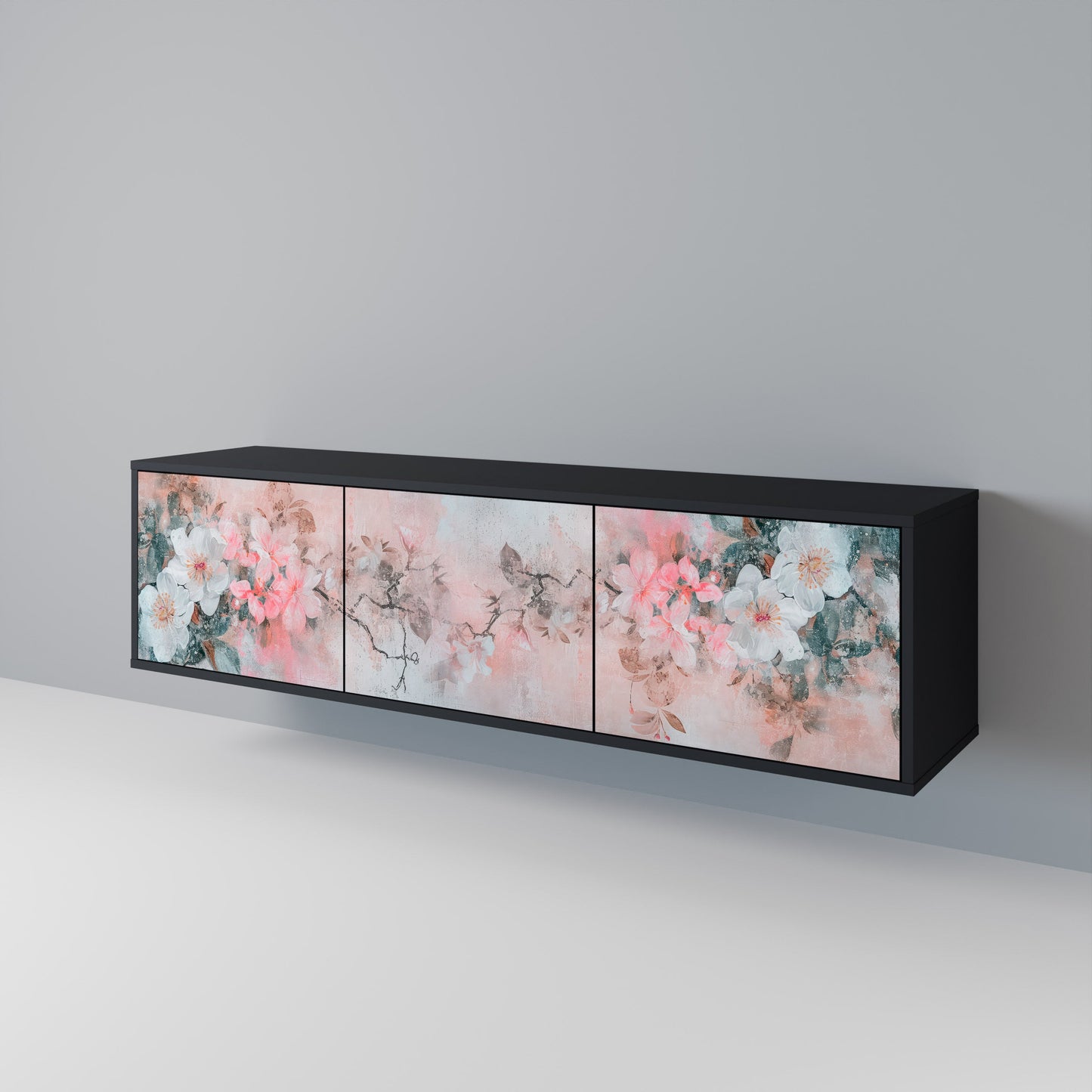 Mobile TV CHERRY BLOSSOM a 3 ante in finitura nera