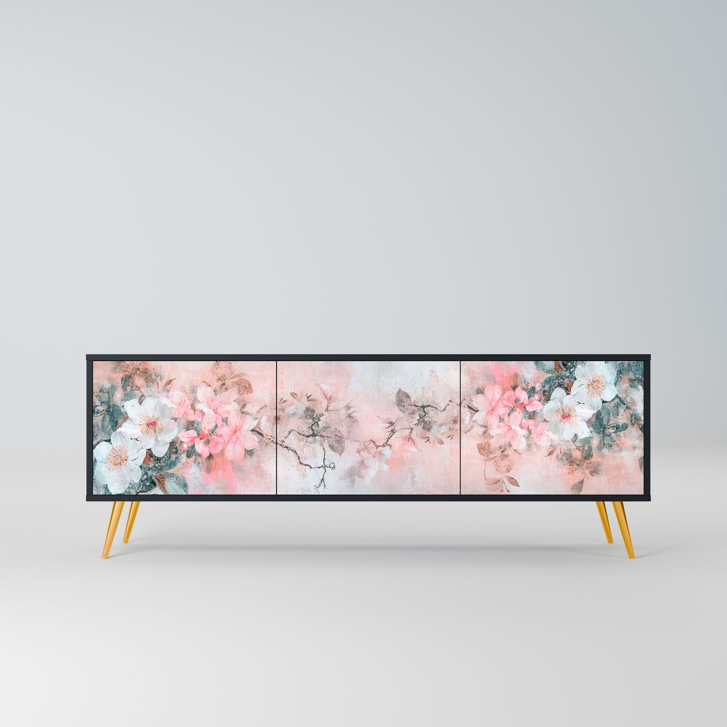 Mobile TV CHERRY BLOSSOM a 3 ante in finitura nera