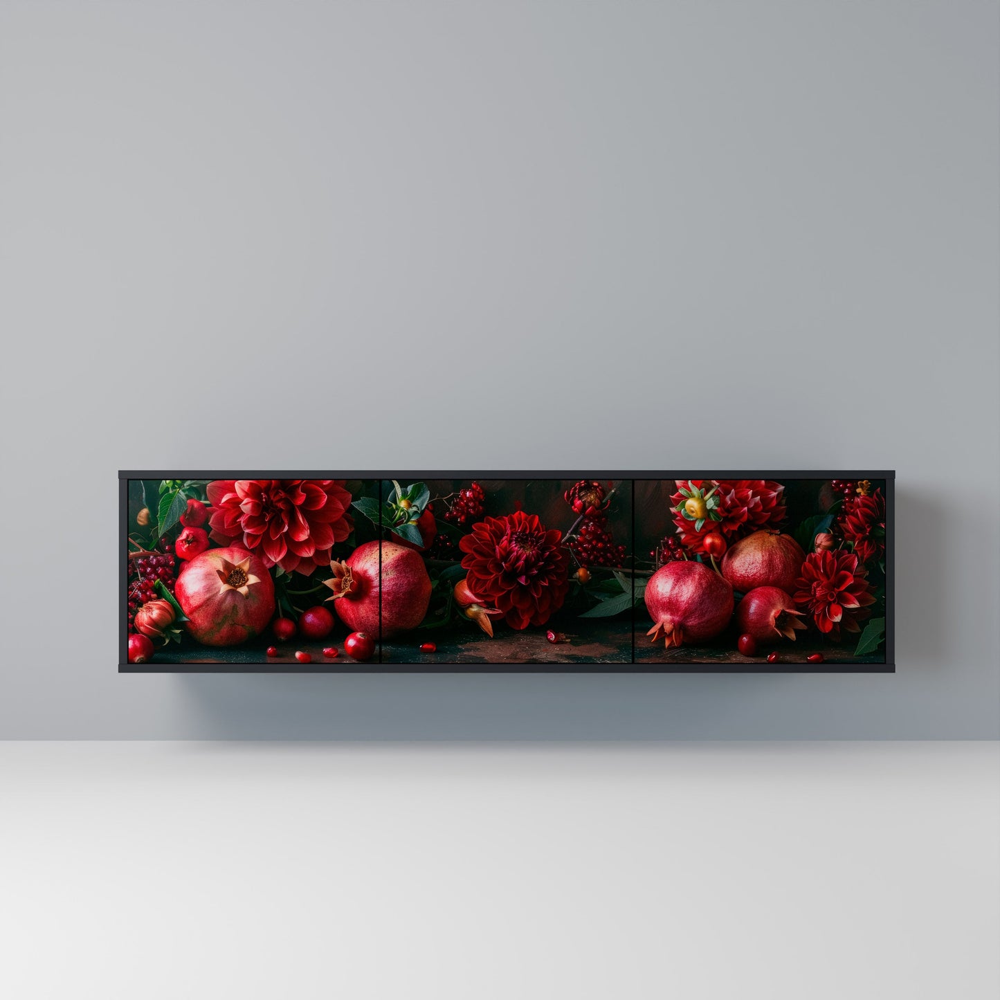 Mobile TV a 3 ante DAHLIAS AND POMEGRANATES in finitura nera
