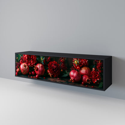 Mobile TV a 3 ante DAHLIAS AND POMEGRANATES in finitura nera