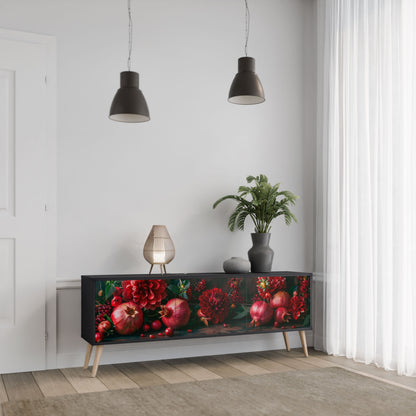 Mobile TV a 3 ante DAHLIAS AND POMEGRANATES in finitura nera