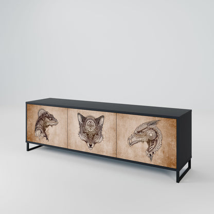 Mobile TV a 3 ante STEAMPUNK CLAN in finitura nera
