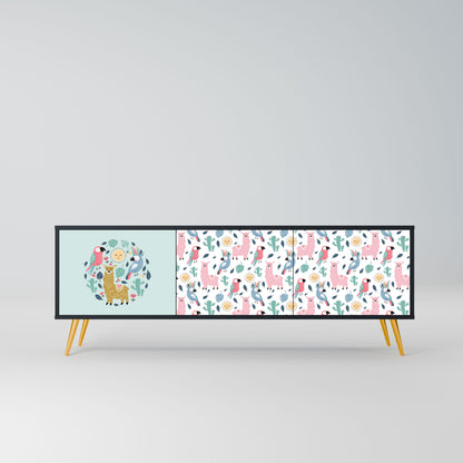 Mobile TV a 3 ante COLORFUL ALPACAS in finitura nera