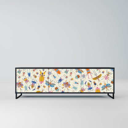 Mobile TV a 3 ante COLORFUL INSECTS in finitura nera