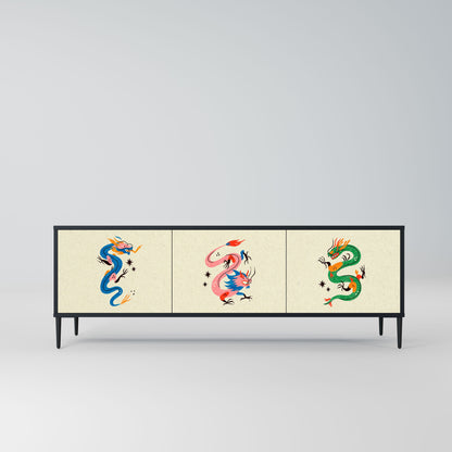 Mobile TV 3 ante CREATURE MITOLOGICHE in finitura nera