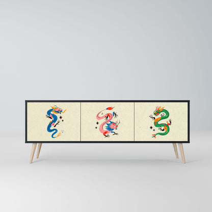 Mobile TV 3 ante CREATURE MITOLOGICHE in finitura nera