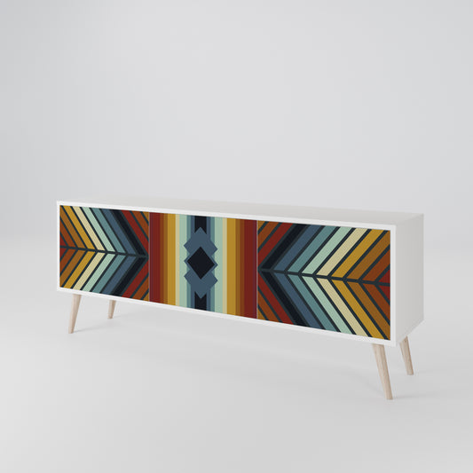 INDIGENOUS ZIGZAG 3-Door TV Stand in White Finish