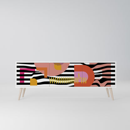 CHROMATIC ABSTRACT 3-Door TV Stand in White Finish