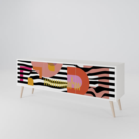 CHROMATIC ABSTRACT 3-Door TV Stand in White Finish