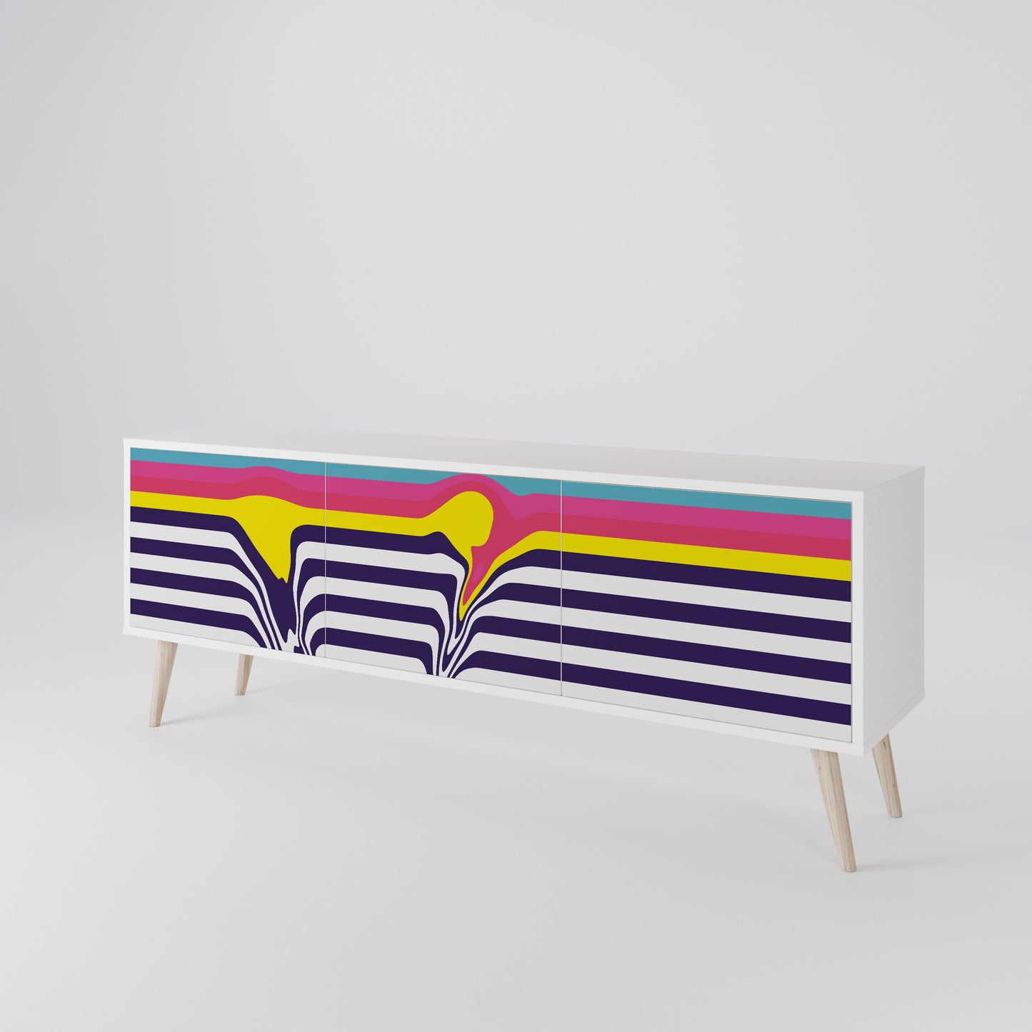 COLORFUL DIVERSION 3-Door TV Stand in White Finish