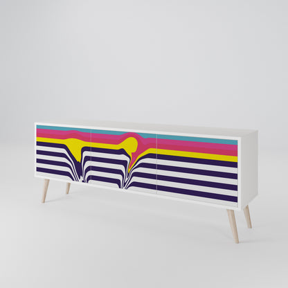 COLORFUL DIVERSION 3-Door TV Stand in White Finish