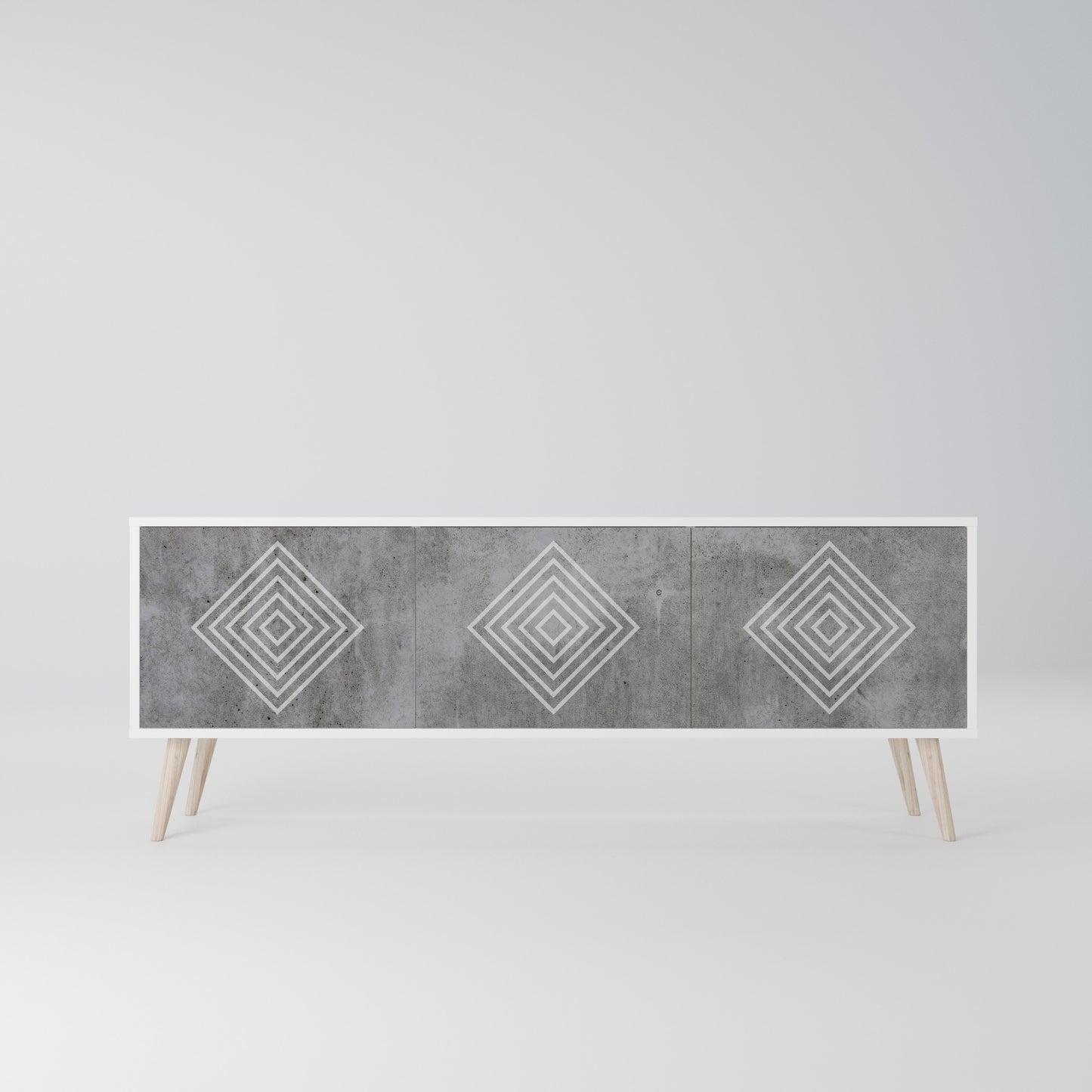 POLYGONAL ARTISTRY Mobile TV a 3 Ante in Finitura Bianca