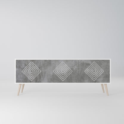 POLYGONAL ARTISTRY Mobile TV a 3 Ante in Finitura Bianca