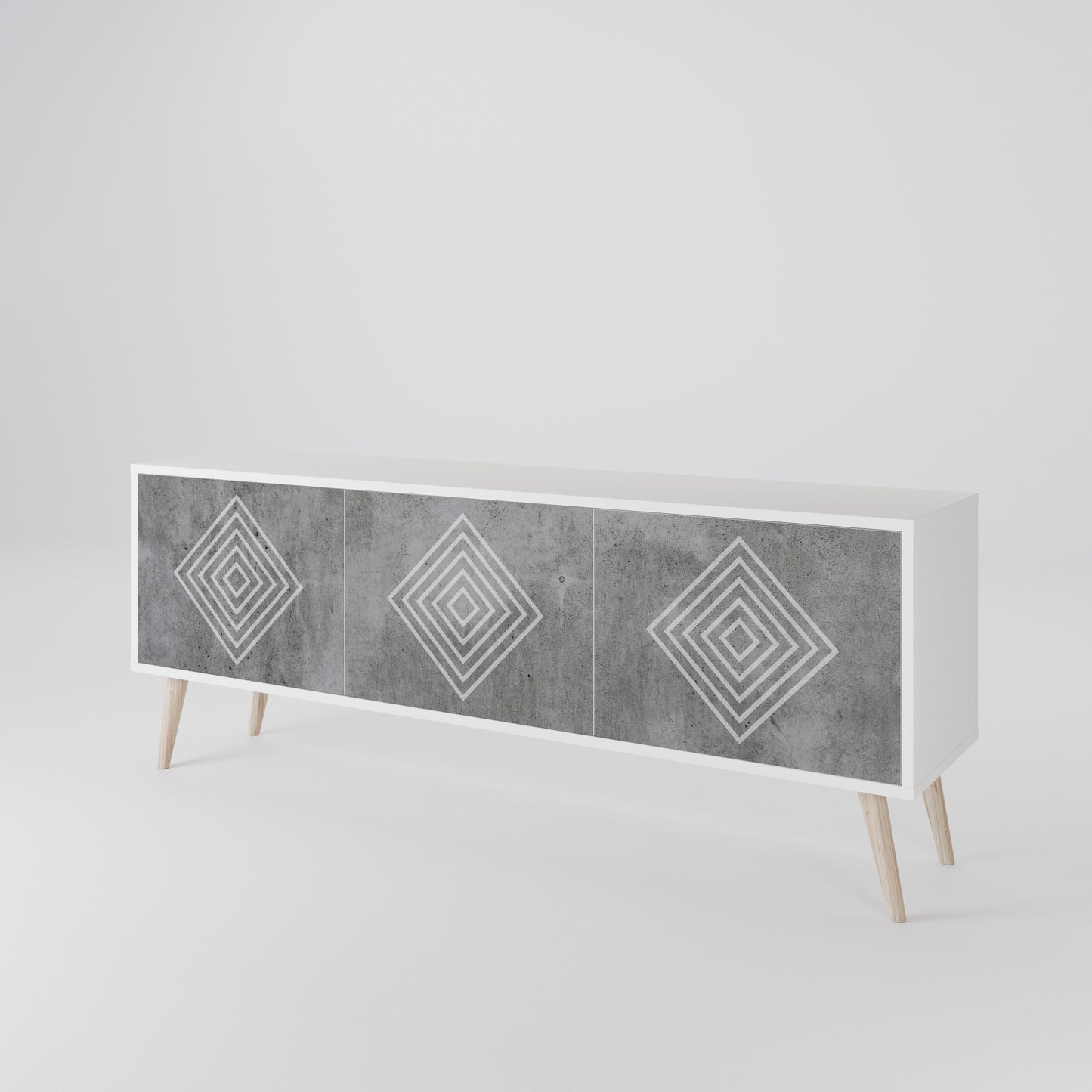 POLYGONAL ARTISTRY Mobile TV a 3 Ante in Finitura Bianca