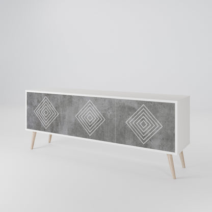 POLYGONAL ARTISTRY Mobile TV a 3 Ante in Finitura Bianca
