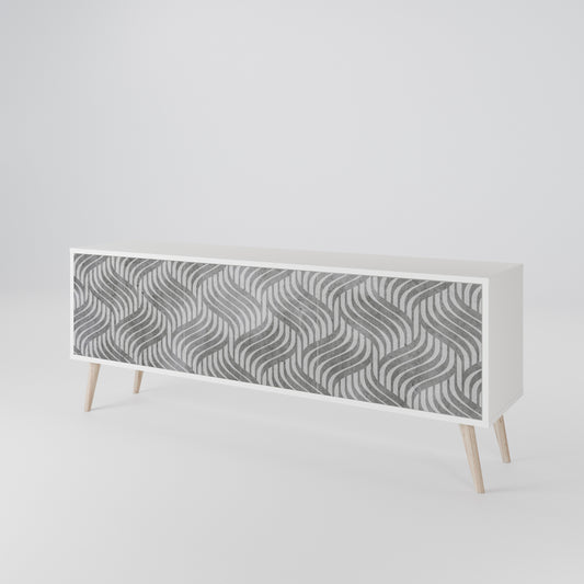 CONCRETE MOVEMENT 3-Door TV Stand in White Finish