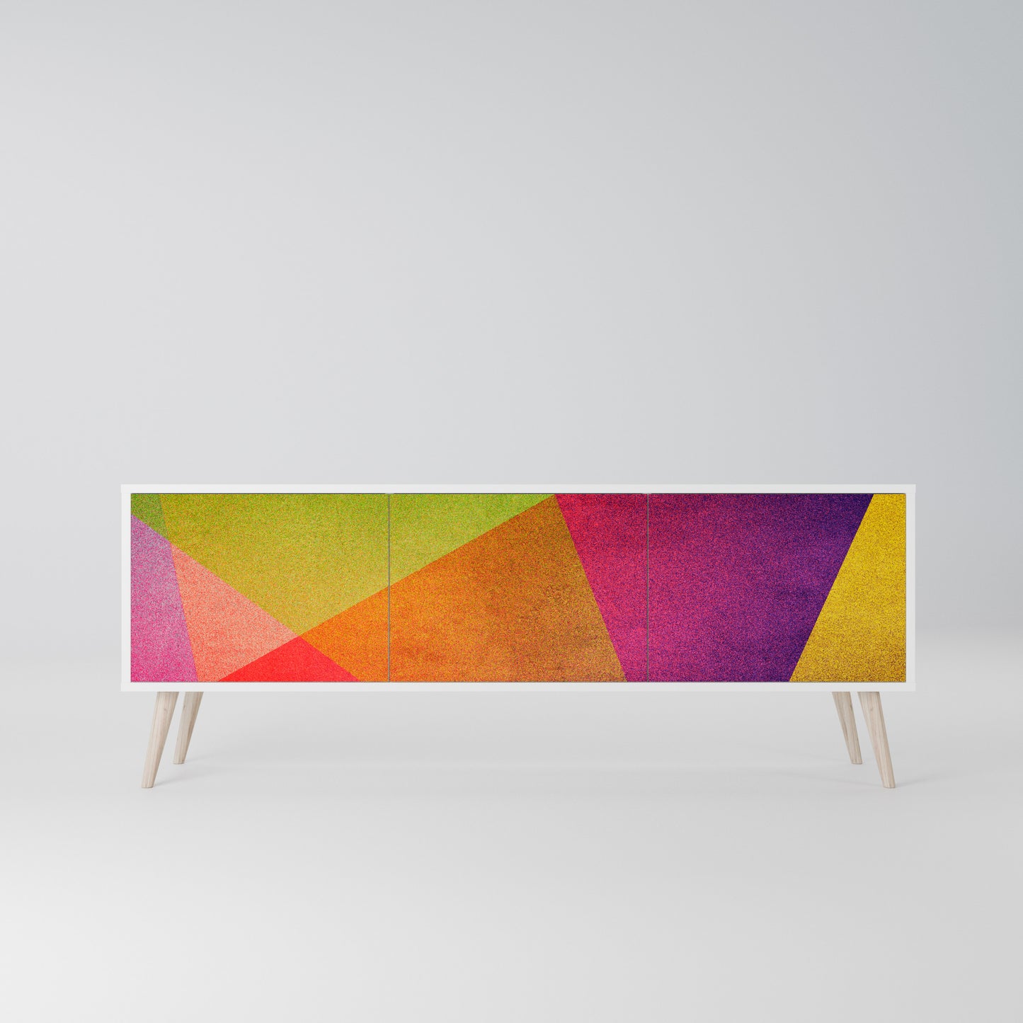 VIVID GEOMETRY 3-Door TV Stand in White Finish