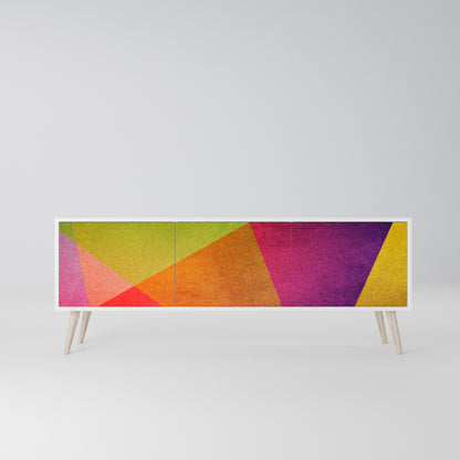 VIVID GEOMETRY 3-Door TV Stand in White Finish