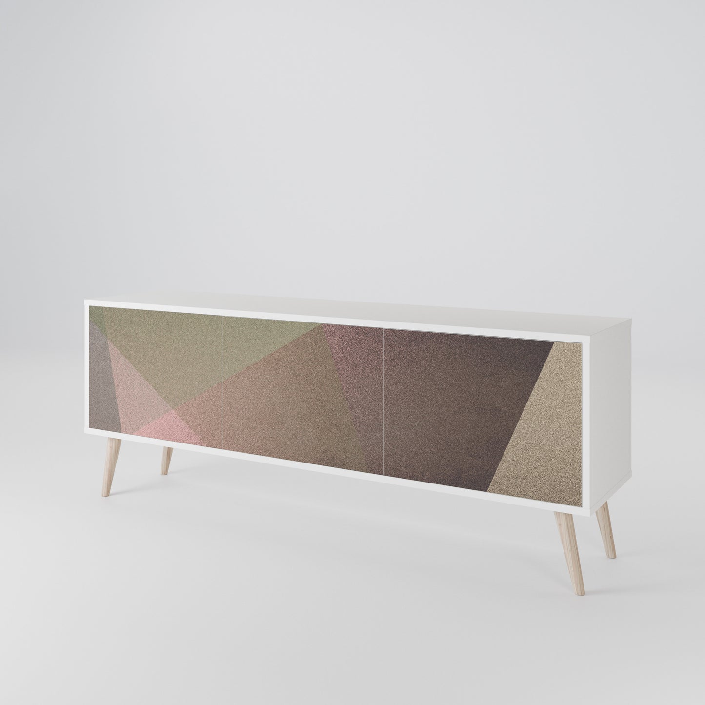 BEIGE GEOMETRY Mobile TV a 3 Ante in Finitura Bianca
