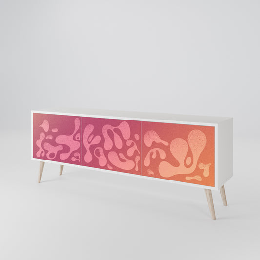 IRREGULAR PINK 3-Door TV Stand in White Finish