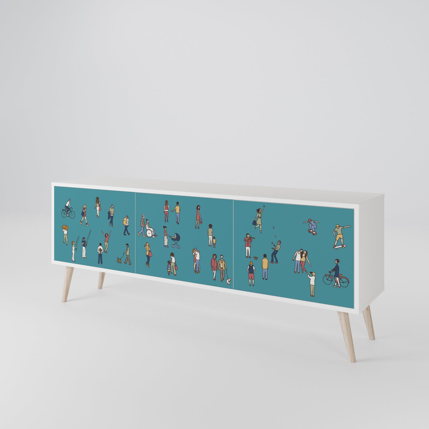COLLECTIVE STREAM 3-Door TV Stand in White Finish