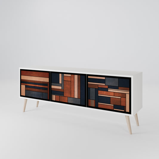 INTREPID FORMATION 3-Door TV Stand in White Finish