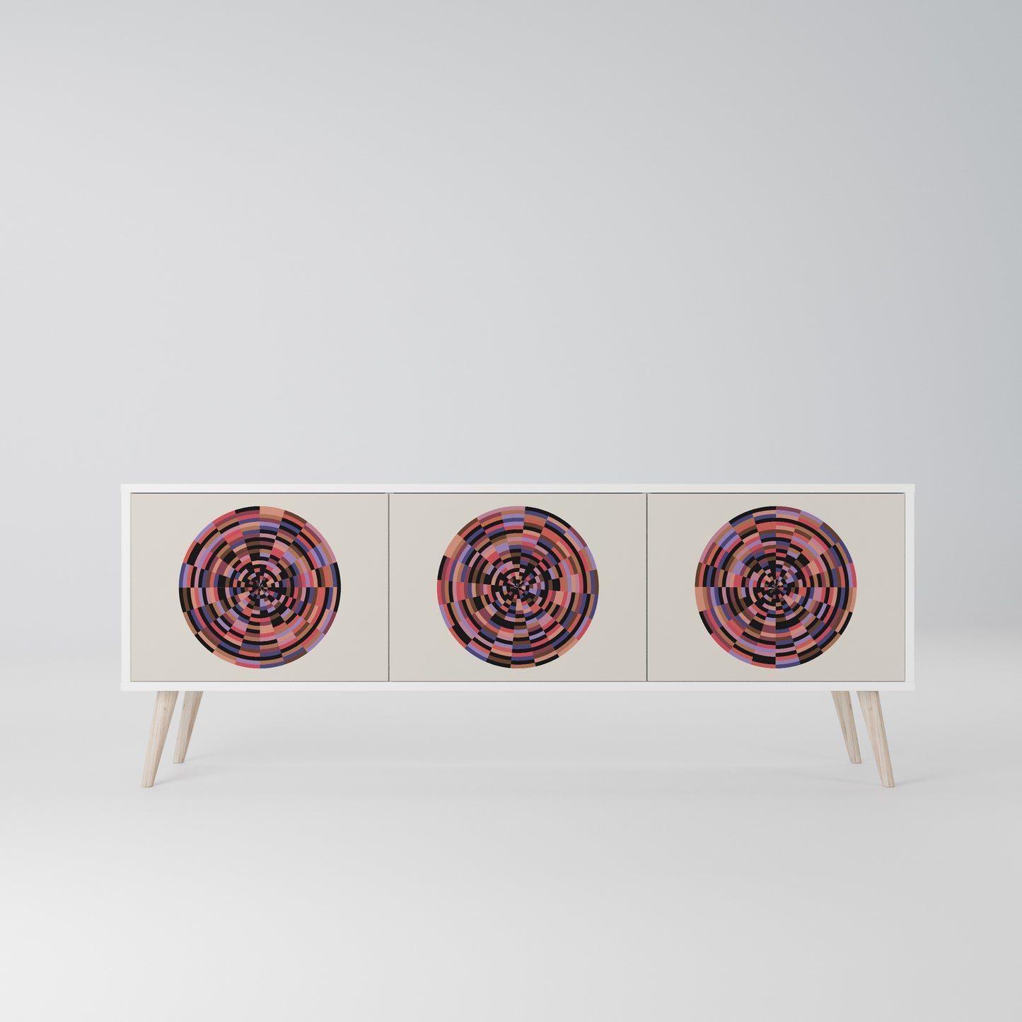 BROWN CIRCLES Mobile TV a 3 Ante in Finitura Bianca