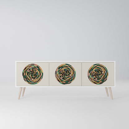 GREEN CIRCLES Mobile TV a 3 Ante in Finitura Bianca