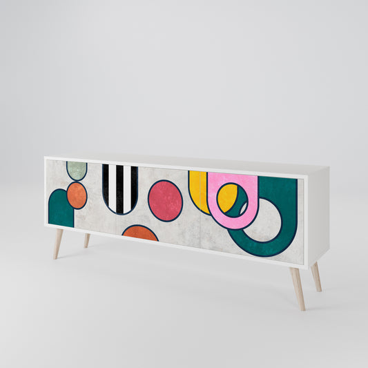 COOL STORY 3-Door TV Stand in White Finish