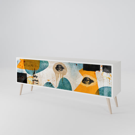 ABSTRACT FACES Mobile TV a 3 Ante in Finitura Bianca