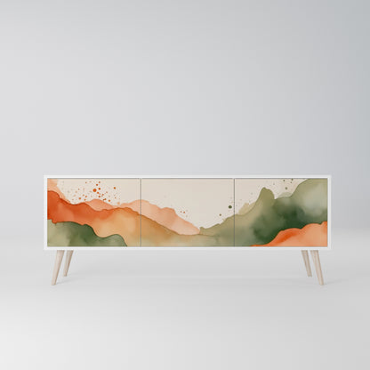 WATERCOLOUR PEAKS Mobile TV a 3 Ante in Finitura Bianca