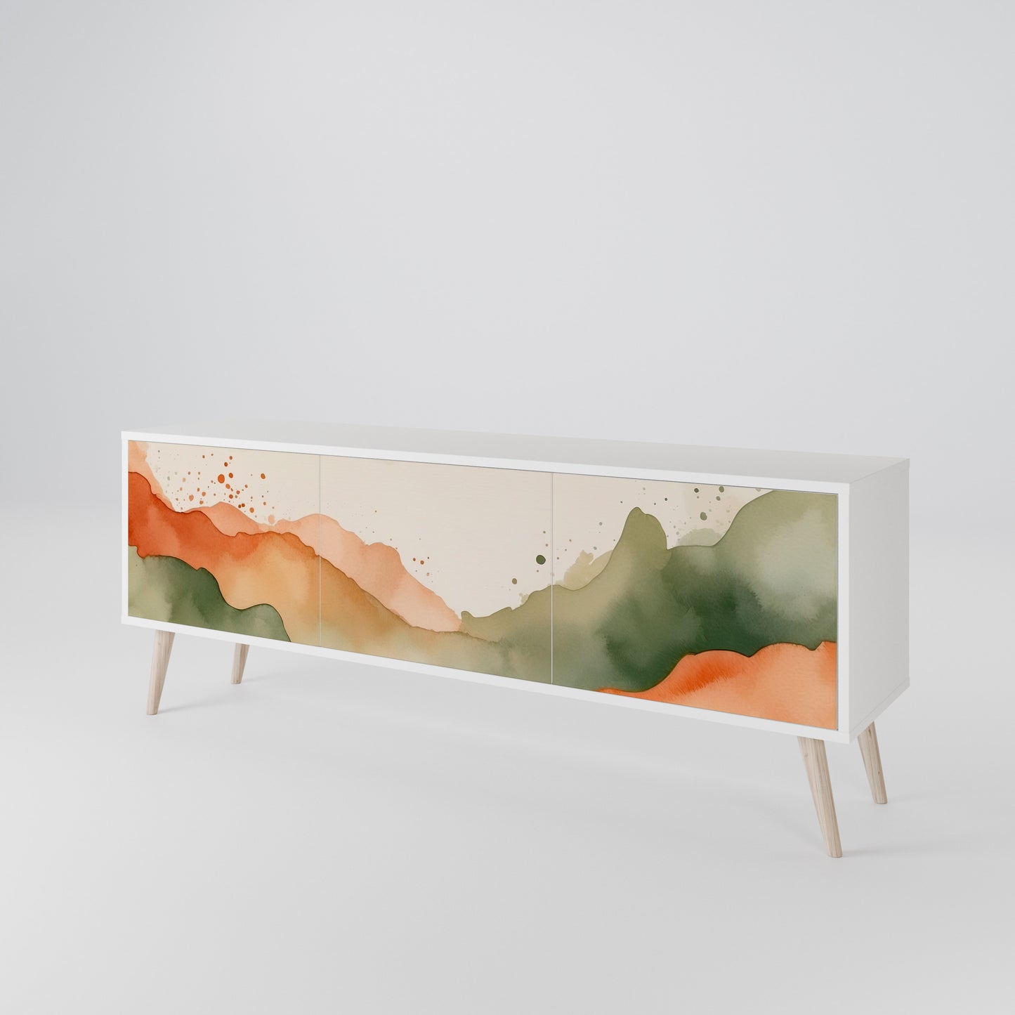 WATERCOLOUR PEAKS Mobile TV a 3 Ante in Finitura Bianca