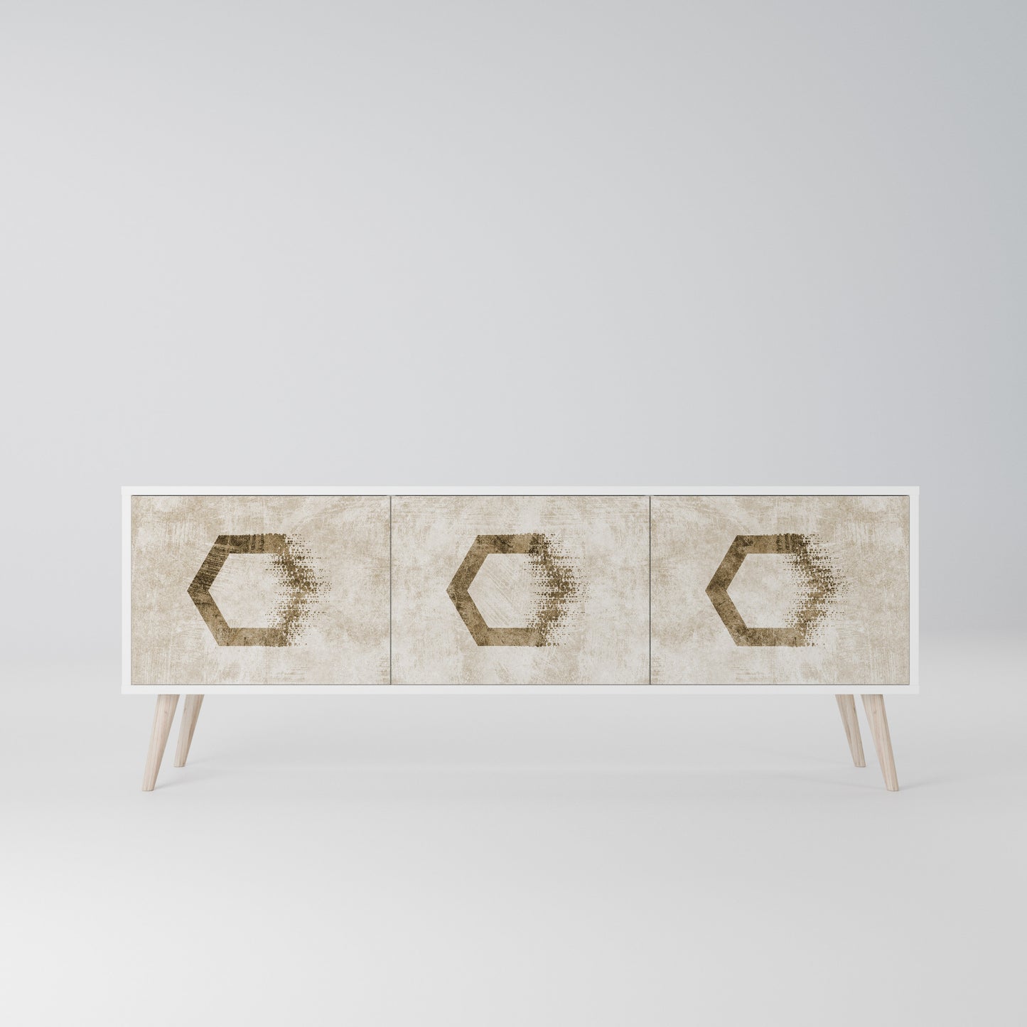 HEXAGONAL SHAPES Mobile TV a 3 Ante in Finitura Bianca