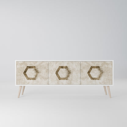 HEXAGONAL SHAPES Mobile TV a 3 Ante in Finitura Bianca