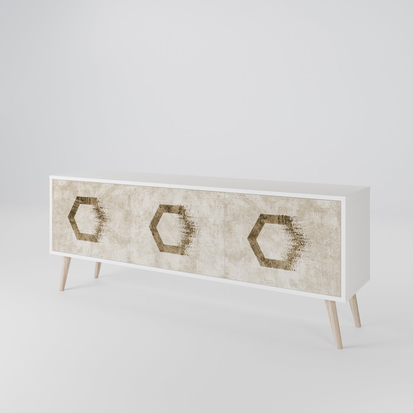 HEXAGONAL SHAPES Mobile TV a 3 Ante in Finitura Bianca