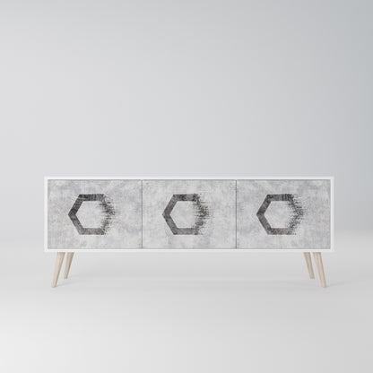 HEXAGONAL FIGURES Mobile TV a 3 Ante in Finitura Bianca