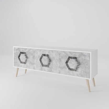 HEXAGONAL FIGURES Mobile TV a 3 Ante in Finitura Bianca