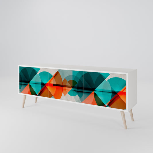 CIRCULAR RHAPSODY 3-Door TV Stand in White Finish