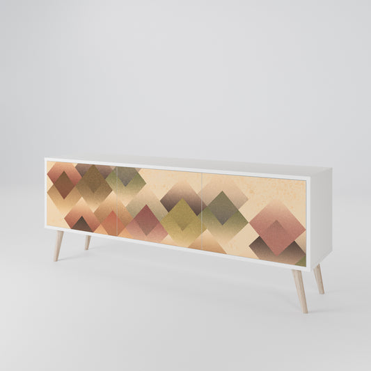 GEOMETRIC FUSION 3-Door TV Stand in White Finish